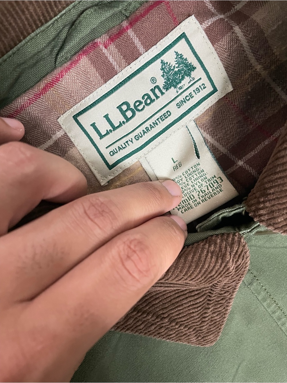 LL Bean Adirondack Barn Coat Womens Chore Jacket Green Flannel Plaid Lined - Picture 3 of 5